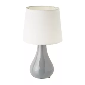 Biela/sivá keramická stolová lampa s textilným tienidlom (výška 26 cm) – Casa Selección