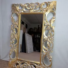 Zrkadlo WAJAN zlatá, 120x80cm, exotické drevo, ručná práca