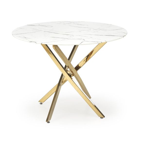 Halmar RAYMOND 2 stôl, doska - biely mramor, nohy - zlaté