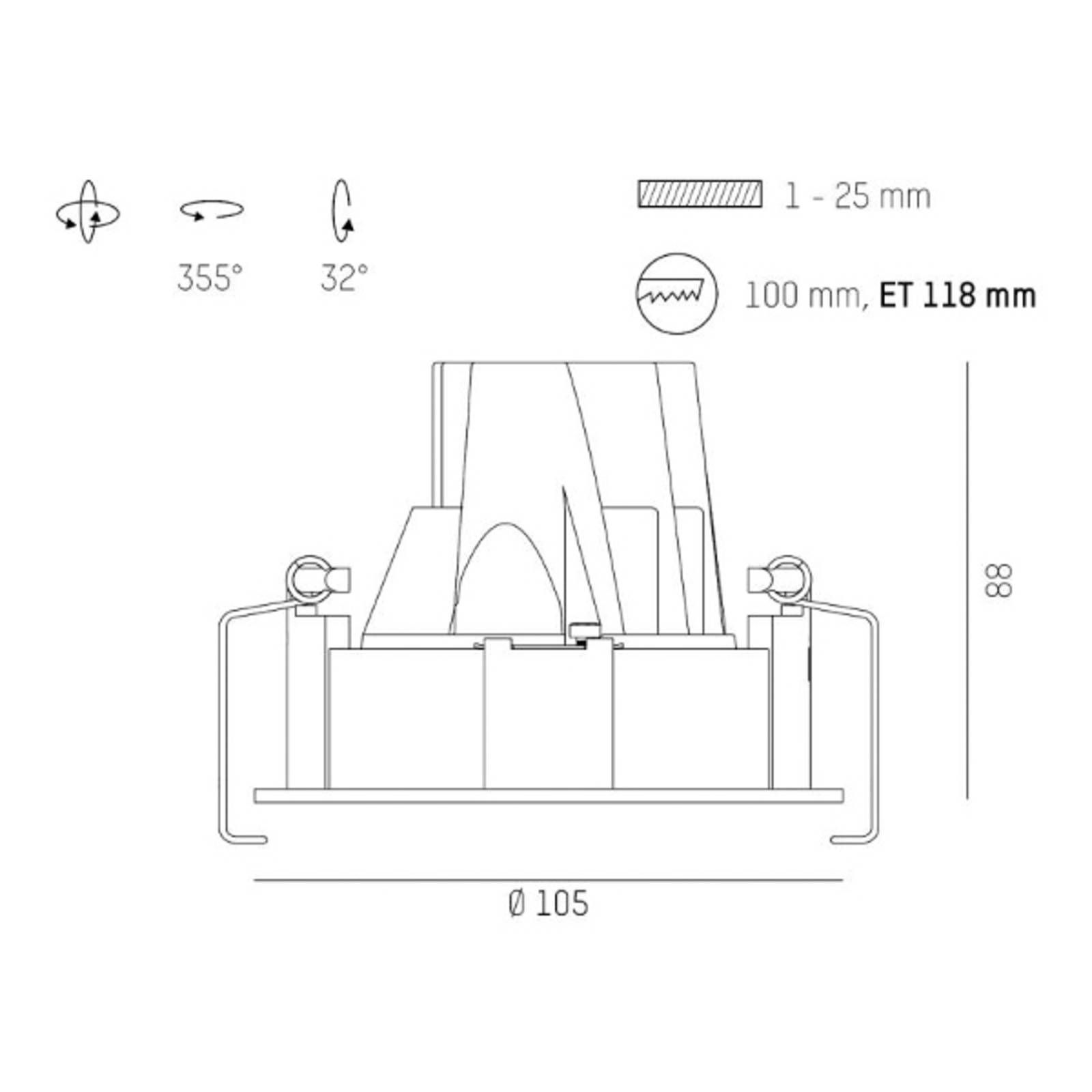 Molto Luce Dark Night R 2700K biela/čierna, Obývacia izba / jedáleň, hliník, 13W, K: 8.8cm