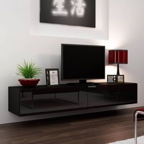 Závesný televízny stolík Cama VIGO 180 čierny mat/čierny lesk