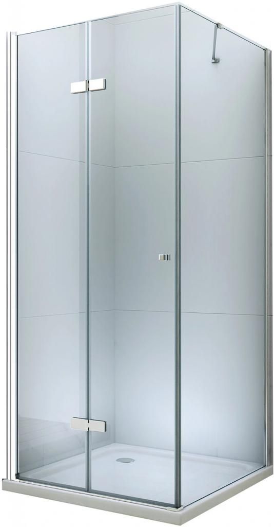 MEXEN/S - Sprchovací kút zalamovací Lima 80x80 cm, sklo číre, chróm + vanička 856-080-080-00-00-4010