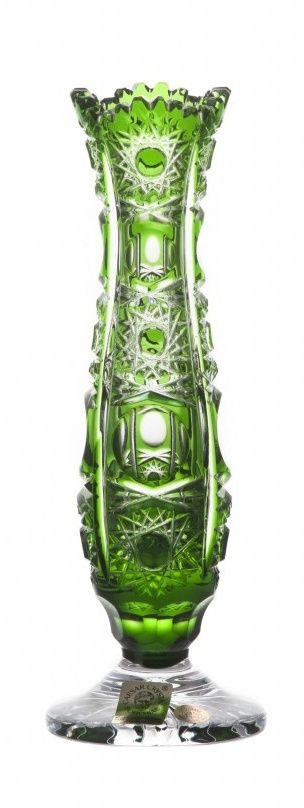 Krištáľová váza Petra I, farba zelená, výška 180 mm