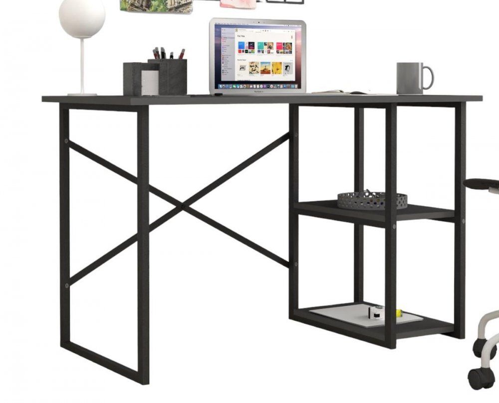 Bývaj s nami SK, BUSTOS písací stôl s policami 60 x 120, antracit  kov - čierny, biely, farebný,LTD