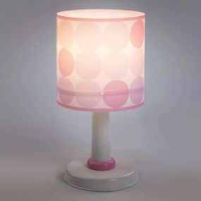 Dalber Colors – bodkovaná stolná lampa v ružovej farbe, Detská izba, plast, E14, 40W, K: 29cm