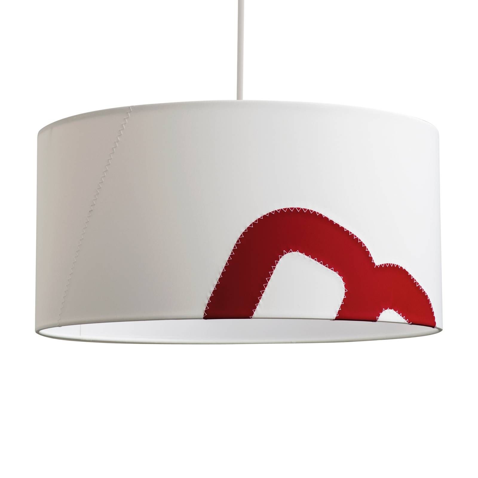 lumbono Závesná lampa Heimathafen 45 cm biela/červená, Obývacia izba / jedáleň, plachtovina, oceľový plech, železný drôt, E27, 60W, K: 22cm