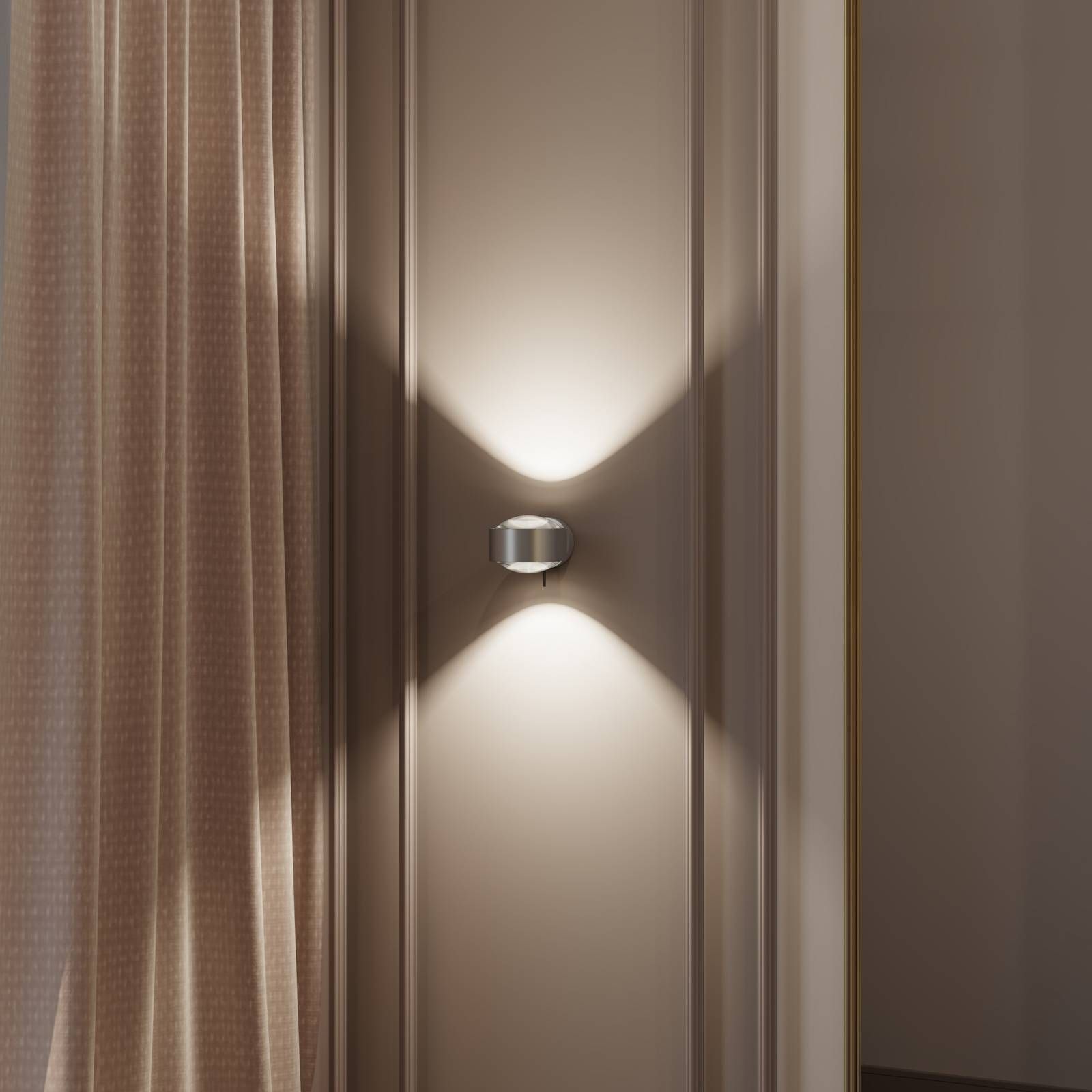 Top Light Puk! 120 Wall LED svetlá šošovky číre chróm matná, Obývacia izba / jedáleň, hliníkový zinok, sklo, 10W, L: 12 cm