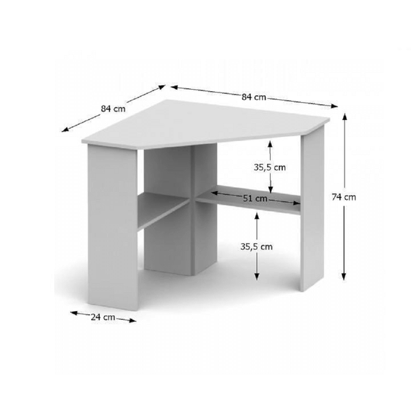 PC stôl, rohový, biela, RONY NEW