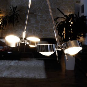 Top Light Závesná lampa PUK CEILING; 4-pl. chróm 80 cm, Obývacia izba / jedáleň, kov, sklo, G9, 60W, L: 20 cm, K: 80cm