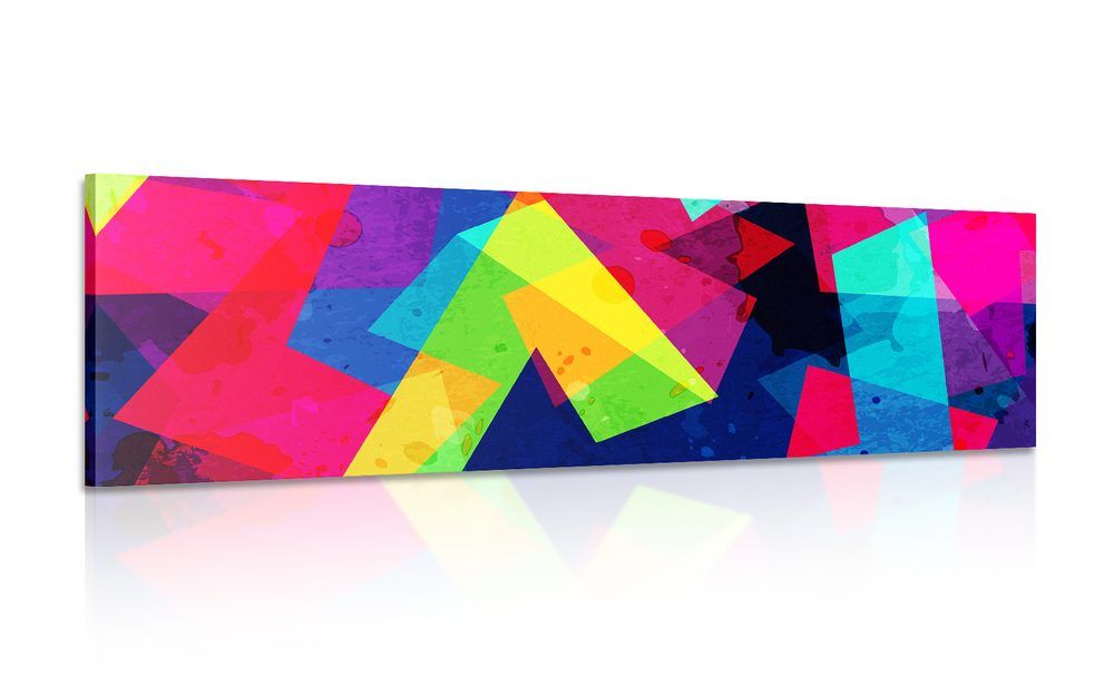 Obraz farebný geometrický vzor s grunge efektom - 120x40