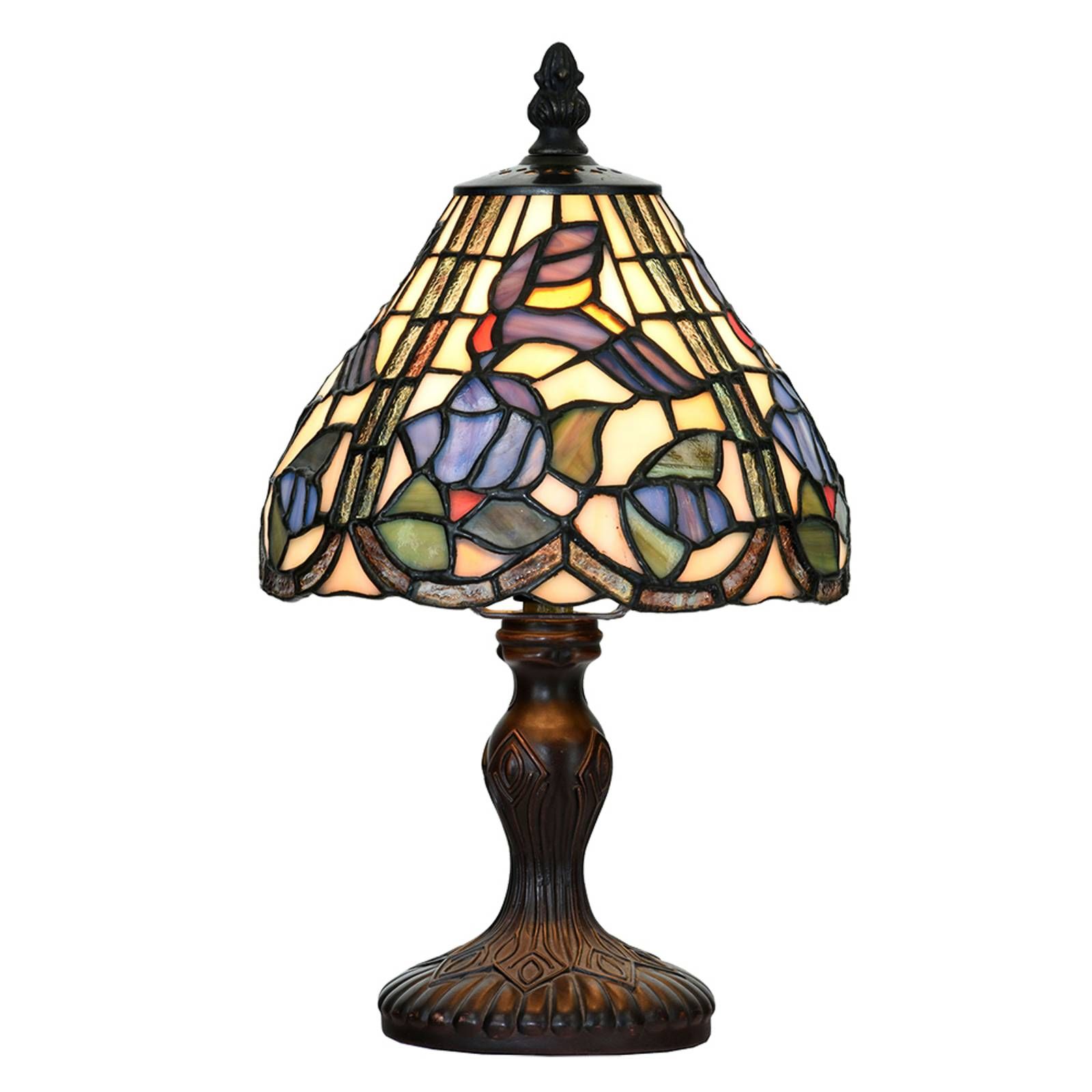 Clayre&Eef Stolová lampa 5LL-6181 v štýle Tiffany, Ø 18 cm, Obývacia izba / jedáleň, polyrezín, sklo, E14, 25W, K: 32cm