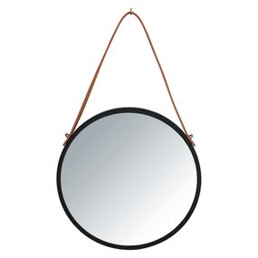 Čierne závesné zrkadlo Wenko Borrone, ø 30 cm