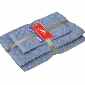 3 SET Diamond Soft Blue | Uteráčik 50x30, uterák 50x70, osuška 70x140