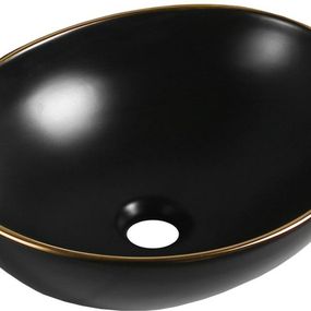 MEXEN - Elza umývadlo na dosku 40 x 33 cm, czarna mat/zlatá hrana 1014025