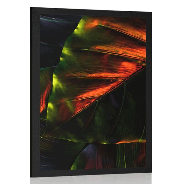 Plagát tropické palmové listy - 60x90 black