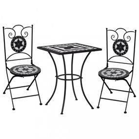 Mozaikový bistro set 3 ks Dekorhome Čierna / biela