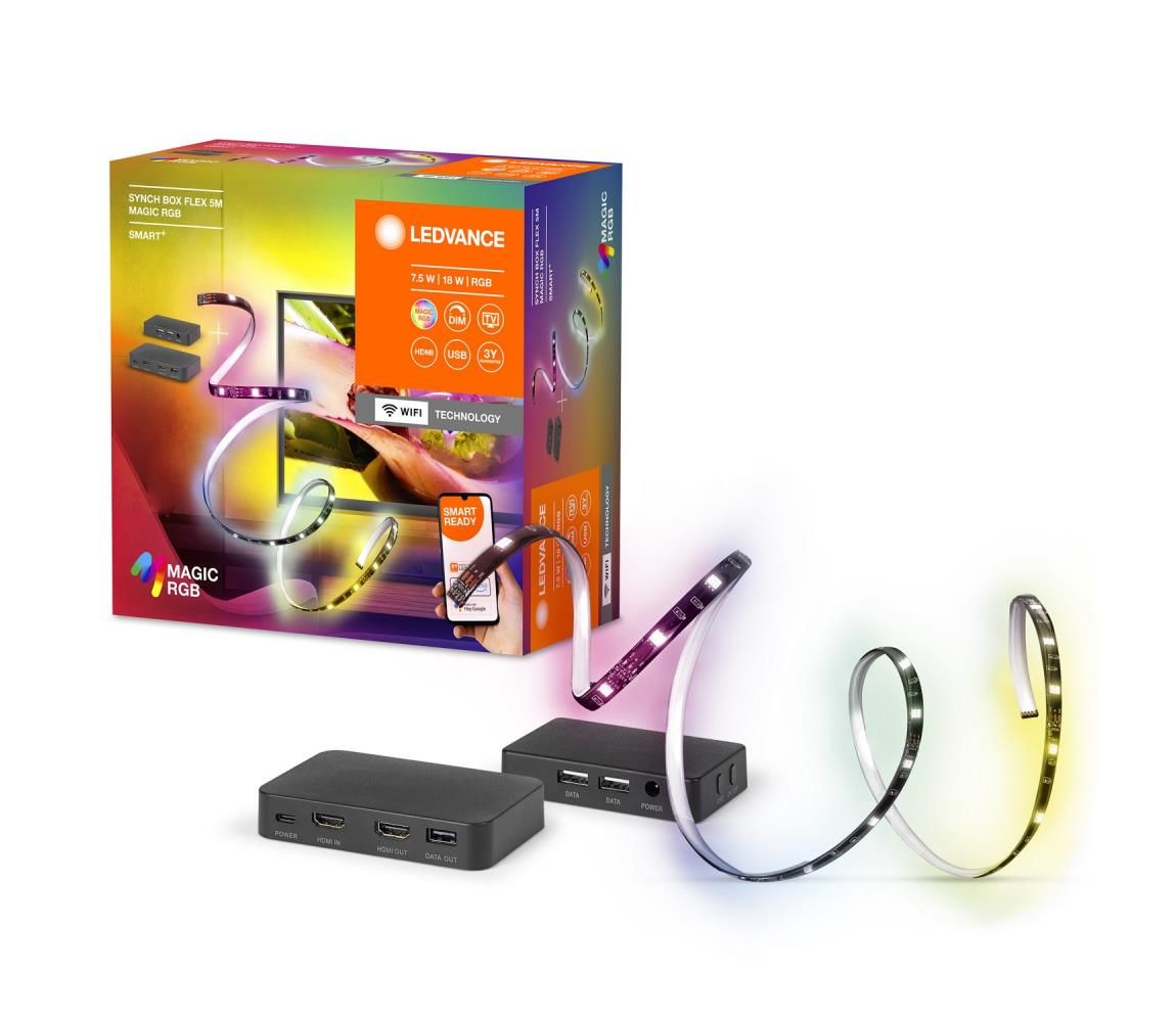 Ledvance-LED RGB Stmievateľný pásik pre TV SYNCH BOX FLEX 4,5m LED/18W/230V Wi-Fi