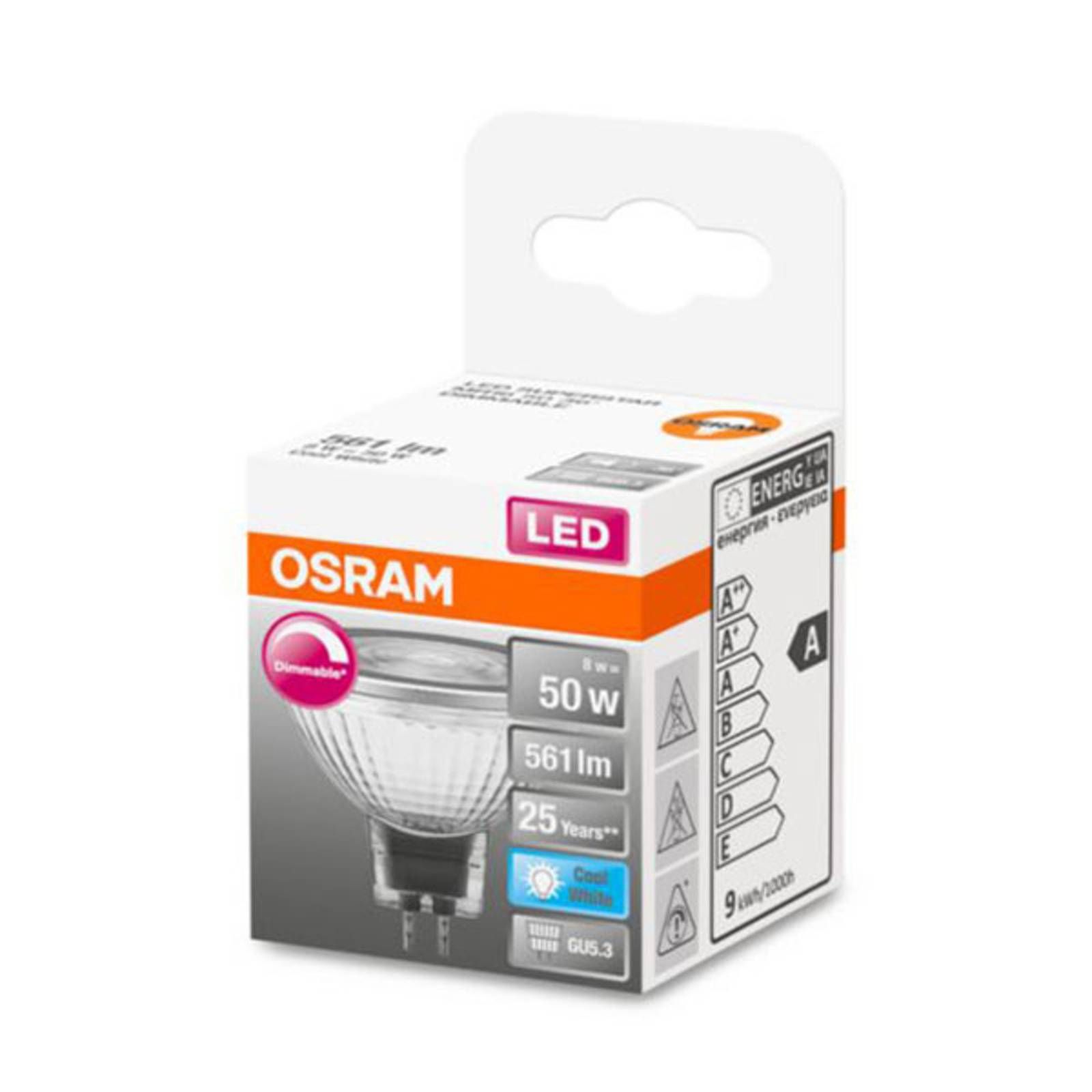 OSRAM LED reflektor GU5, 3 8W 940 36° stmievateľný, GU5.3 / MR16, 8W, Energialuokka: G, P: 4.4 cm