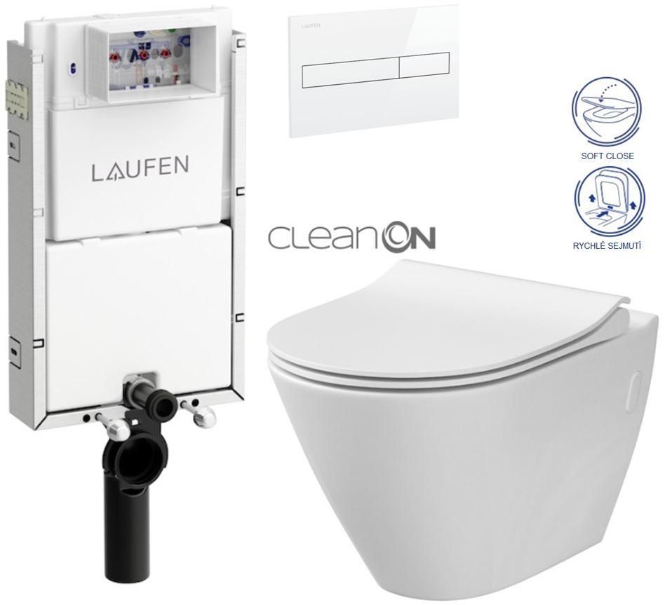 LAUFEN Podomít. systém LIS TW1 SET s bielym tlačidlom + WC CERSANIT CLEANON CITY H8946630000001BI CI1