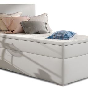 Čalúnená jednolôžková posteľ s úložným priestorom Rodrigo 90 L - biela