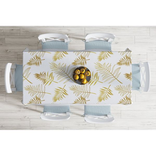 Obrus s prímesou bavlny Minimalist Cushion Covers Gold Leaf, 140 x 180 cm
