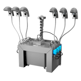 Sanela - 6 ks nerezových umývadlových batérií s dávkovačom mydla, 230 V AC, jedna voda, 6 l centrálny kanister na mydlo