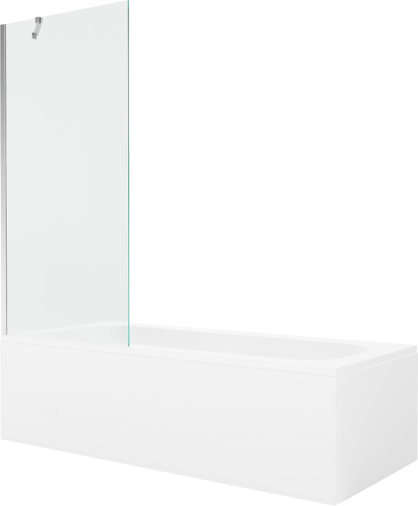 MEXEN/S - Vega obdĺžniková vaňa 180 x 80 cm s panelom + vaňová zástena 80 cm, transparent, chróm 550118080X9508000001