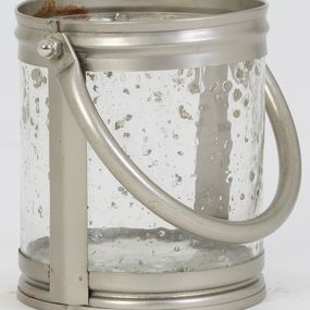 Kovová lucerna BORNES, silver, výška 12 cm
