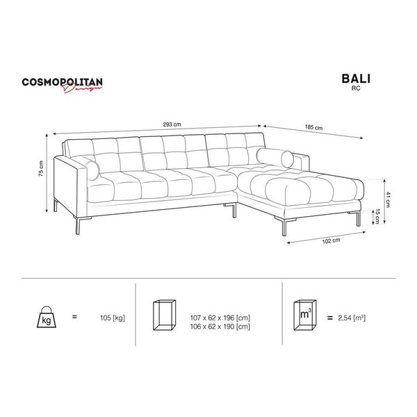 Tmavomodrá zamatová rohová pohovka Cosmopolitan Design Bali, ľavý roh