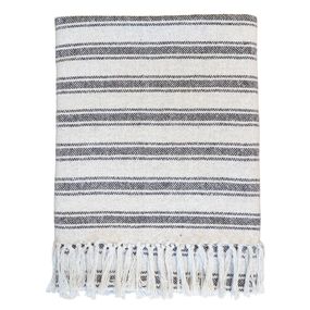 Chic Antique Bavlnený pléd Surplus Yarn Grain Sack Stripes Coal 170×130 cm