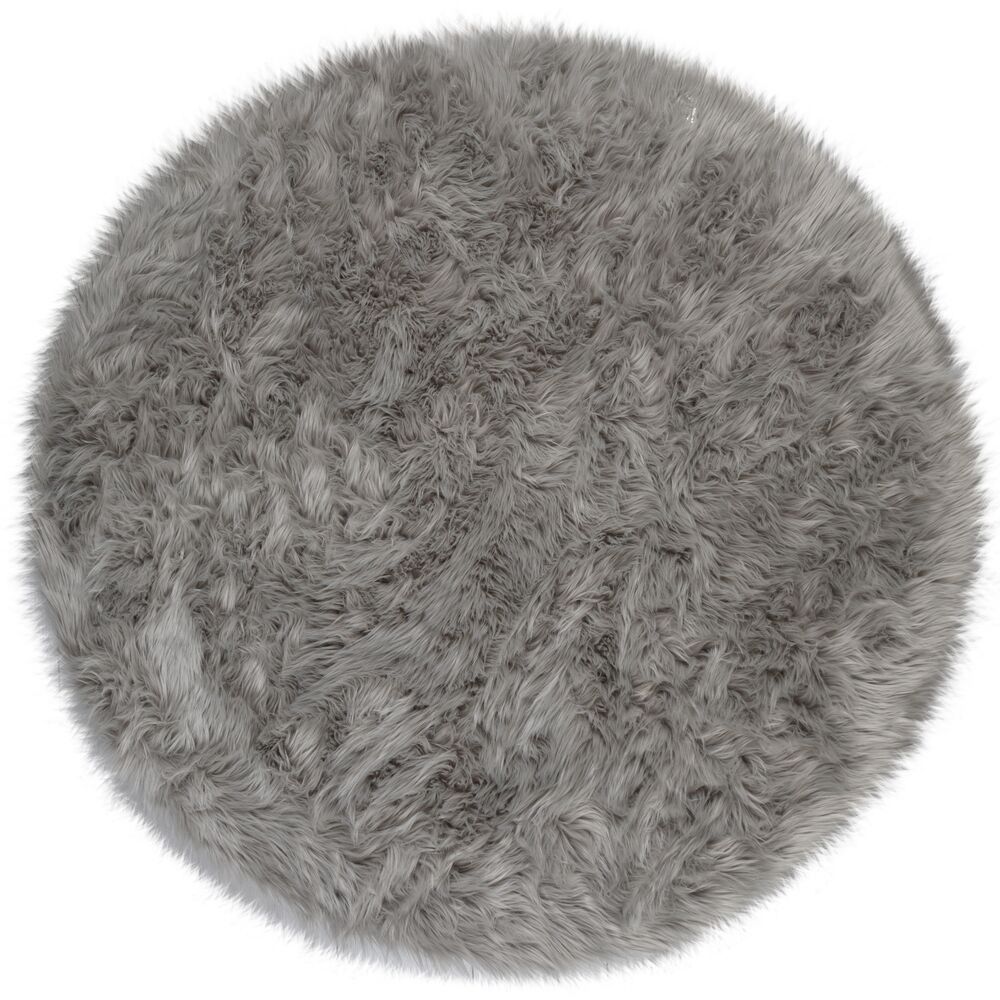 Flair Rugs koberce Kusový koberec Faux Fur Sheepskin Grey kruh - 120x120 (priemer) kruh cm