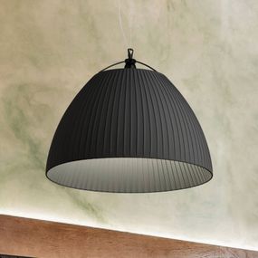 Modo Luce Olivia závesná lampa Ø 42 cm čierna, Obývacia izba / jedáleň, kov, Plisé látka, E27, 70W, K: 34cm