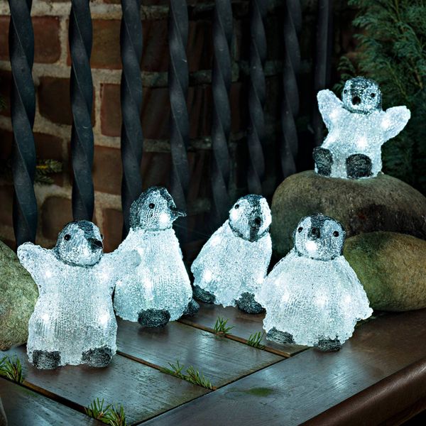 Konstsmide Christmas Súprava 5 akrylových LED figúrok Tučniačikov, akryl, 0.02W, Energialuokka: F