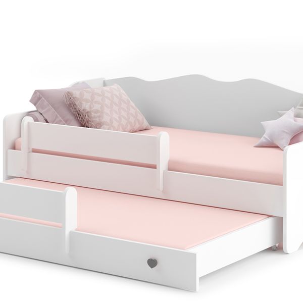 Detská posteľ s prístelkou a matracmi Elisa II 80x160 cm - biela / sivá