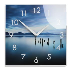 DomTextilu Dekoračné sklenené hodiny 30 cm s motívom mora 57328