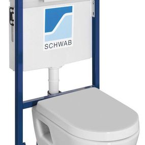 Závesné WC NERA s podomietkovou nádržkou a tlačidlom Schwab, biela NS952-SET5