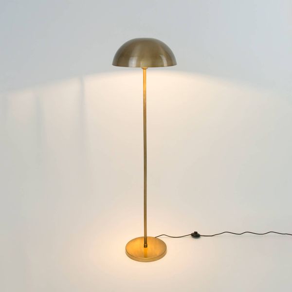 Holländer Stojacia lampa Fungo, vyžarujúca nadol, zlatá, Obývacia izba / jedáleň, železo, E27, 40W, K: 143cm