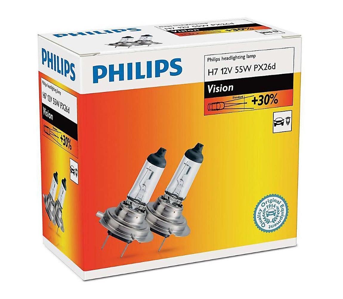 SADA 2x Autožiarovka Philips VISION 12972PRC2 H7 PX26d/55W/12V 3200K