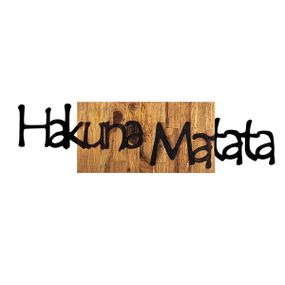 Nástenná drevená dekorácia HAKUNA MATATA hnedá/čierna