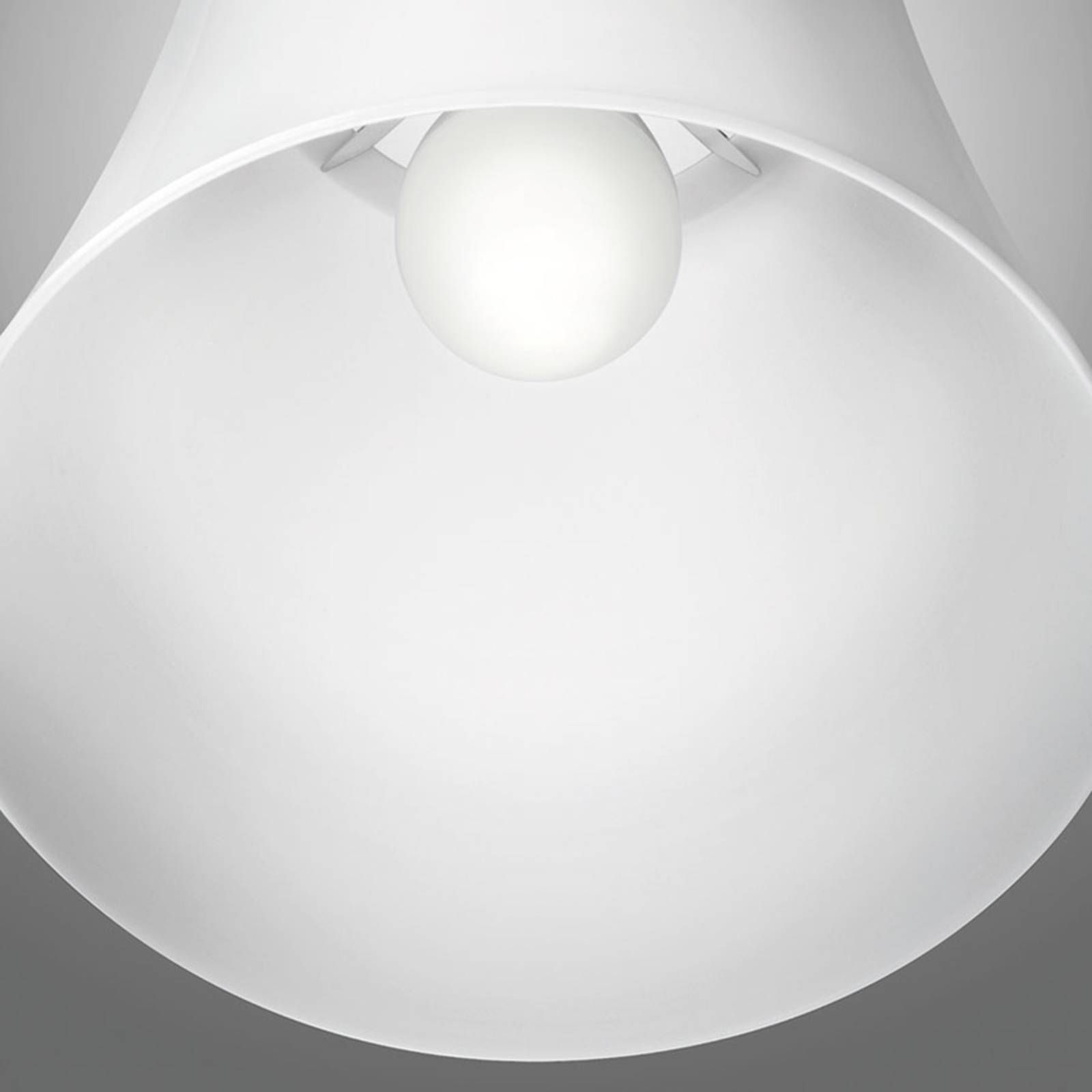 Foscarini Birdie grande závesná lampa, biela, Obývacia izba / jedáleň, polykarbonát, lakovaný hliník, E27, 150W, K: 29cm