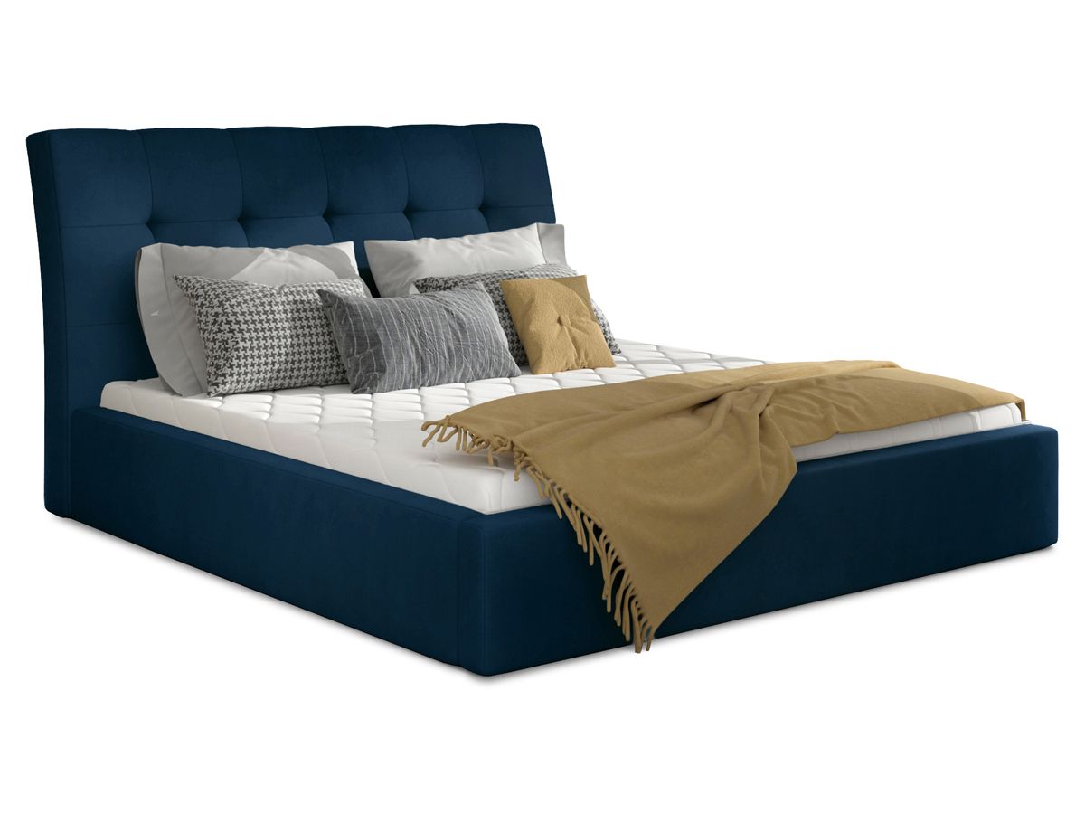 Čalúnená manželská posteľ s roštom Ikaria 140 - tmavomodrá