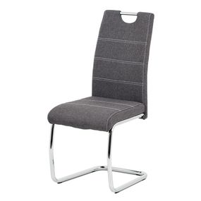 Autronic -  Jedálenská stolička HC-482 GREY2 sivá látka, biele prešitie