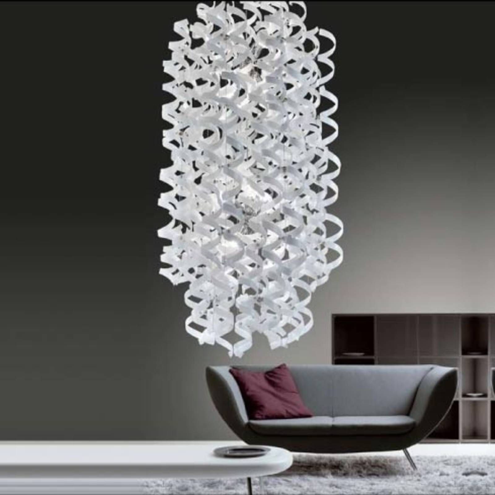 Metallux Závesná lampa White dlhá oválna, Obývacia izba / jedáleň, kov, sklo, E27, 60W, K: 160cm