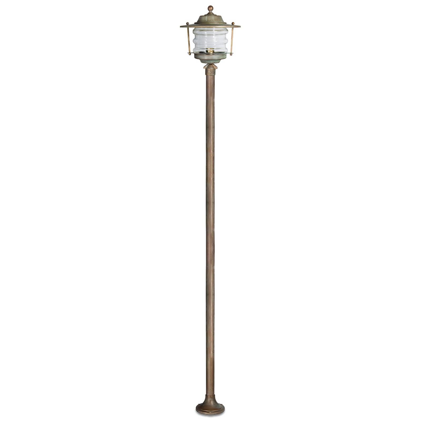 Moretti Luce Stĺpové svietidlo Adessora lucerna, mosadz, sklo, E27, 60W, K: 180cm