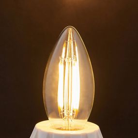 Lindby E14 sviečková LED žiarovka filament 4W 470lm 2700K, sklo, E14, 4W, Energialuokka: E, P: 9.8 cm