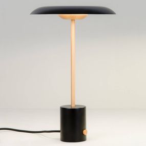 FARO BARCELONA Stolná LED lampa Hoshi so stmievačom čierno-medená, Obývacia izba / jedáleň, kov, 12W, K: 40cm
