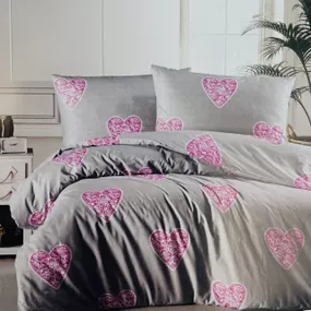 Obliečky bavlnené Love ružové  TiaHome - 1x Vankúš 90x70cm, 1x Paplón 140x220cm