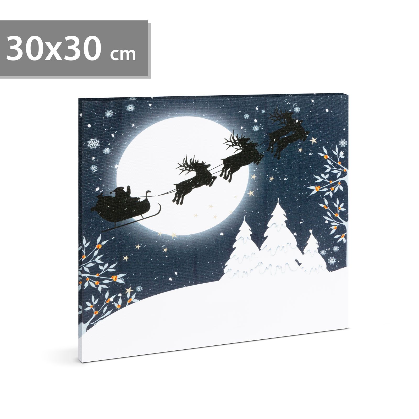 Vianočný LED obrázok , s vešiakom na stenu , 2 x AA, 30 x 30 cm