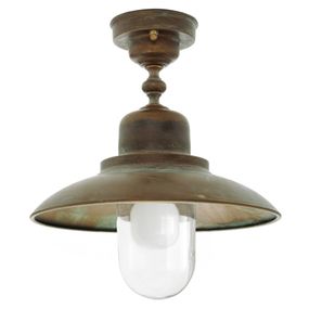 Moretti Luce Kvalitné mosadzné stropné svietidlo Turino IP44, antikizovaná mosadz, sklo, E27, 75W, K: 35cm