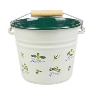 Krémový smaltovaný kýblik s bylinkami Herbs - Ø16 * 14cm - 1.5L